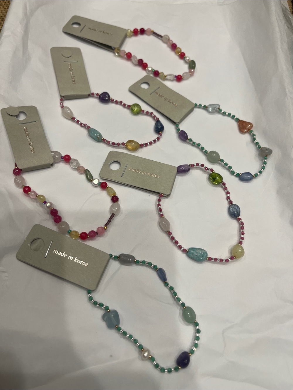 Bundle of 6 Multicolored Beaded stretchy bracelets